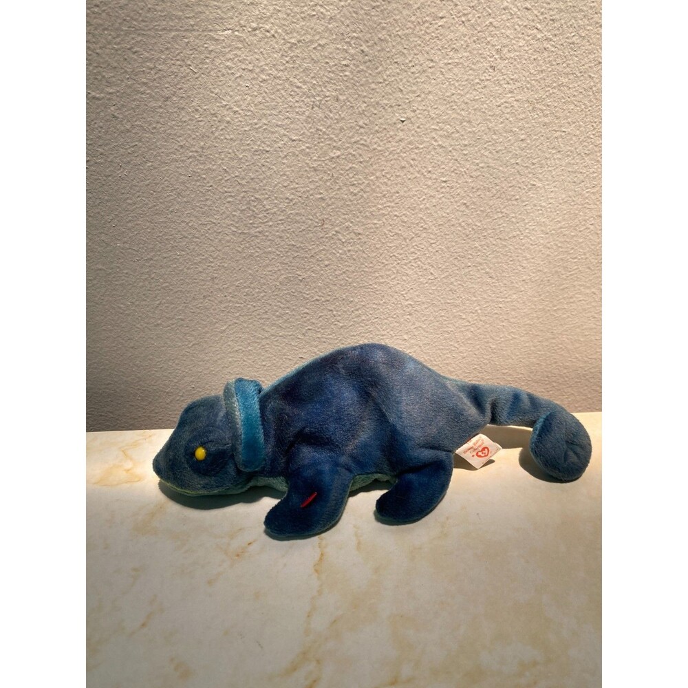 TY Beanie Baby Rare Rainbow the Chameleon (dark blue) (9 inch)